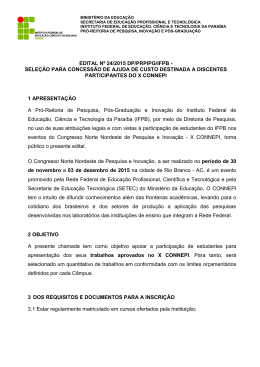 edital n&ordm; 24/2015 dp/prpipg/ifpb - sele&ccedil;&atilde;o para concess&atilde;o de ajuda