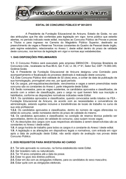 EDITAL DE CONCURSO P&Uacute;BLICO N&ordm; 001/2015 A