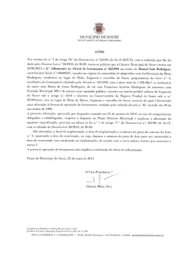 AVISO - Câmara Municipal de Soure