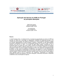 Aplica&ccedil;&atilde;o das Normas do IASB em Portugal: as principais altera&ccedil;&otilde;es