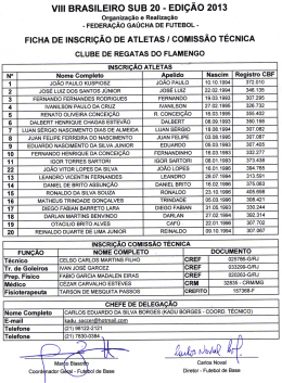 Inscri&ccedil;&atilde;o Flamengo