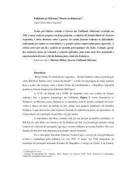 Falklands ou Malvinas? M&iacute;sseis ou Baionetas?1 Jo&atilde;o Carlos J&acirc;nio