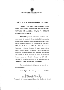 APOSTILA N. 22 AO CONTRATO 17/98 o ExMo. DEs. Jo&Atilde;o cARLos
