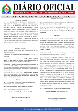 Diário Oficial – Edição 1583 - Prefeitura de Barreiras