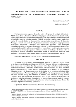 O PIBID/UNEB COMO INSTRUMENTO IMPORTANTE PARA O