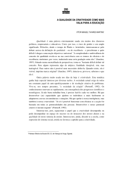 a qualidade da criatividade como mais valia para a educa&ccedil;&atilde;o