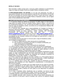 EDITAL N&deg; 001/2010 Abre inscri&ccedil;&otilde;es e define normas