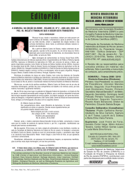 Editorial - Revista Brasileira de Medicina Veterin&aacute;ria