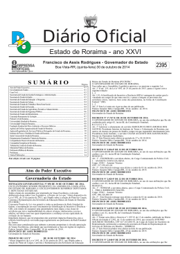 Di&aacute;rio Oficial - Imprensa Oficial do Estado de Roraima
