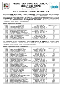 Edital de Convoca&ccedil;&atilde;o para Prova Pr&aacute;tica