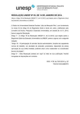 RESOLUÇÃO UNESP Nº 05, DE 14 DE JANEIRO DE 2014.