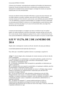 LEI N&ordm; 15.276, DE 2 DE JANEIRO DE 2014