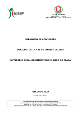 Relatório de Atividades - Janeiro/2014