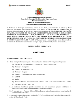 INSTRU&Ccedil;&Otilde;ES ESPECIAIS CAP&Iacute;TULO I