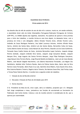 Assembleia Geral Ordin&aacute;ria 18 de outubro de 2014 Aos dezoito dias