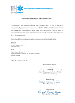 Instituto Nacional de Emerg&ecirc;ncia M&eacute;dica Convocat&oacute;ria