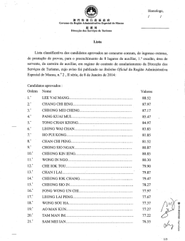 Lista classificativa dos candidatos aprovados no concurso comum