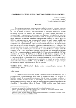 1 COMERCIALIZA&Ccedil;&Atilde;O DE QUEIJO PRATO POR