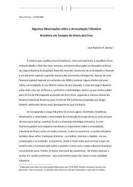 Algumas Observa&ccedil;&otilde;es sobre a Arrecada&ccedil;&atilde;o Tribut&aacute;ria