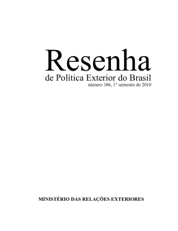 2010, 1&ordm; semestre, n&uacute;mero 106 - Minist&eacute;rio das Rela&ccedil;&otilde;es Exteriores