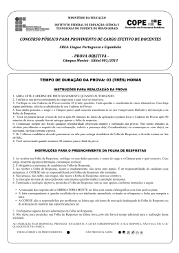 prova!objetiva! - Instituto Federal do Sudeste de Minas Gerais