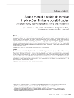 Saúde mental e saúde da família: implicações, limites e possibilidades