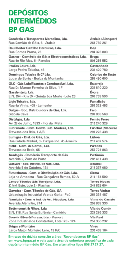 Depósitos Intermédios BP Gas
