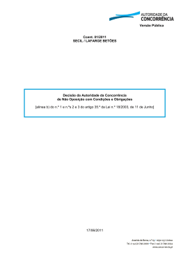 Vers&atilde;o P&uacute;blica Ccent. 01/2011 SECIL / LAFARGE BET&Otilde;ES Decis&atilde;o