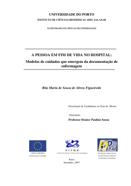 A PFV no hospitalModelos de cuidados que emergem da