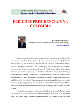 ELEIÇÕES PRESIDENCIAIS NA COLÔMBIA