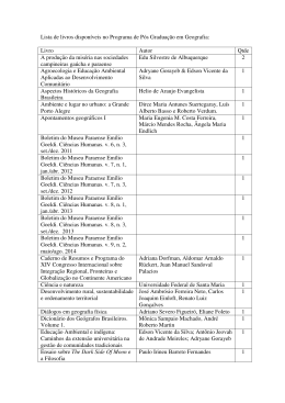Lista de livros disponíveis no Programa de Pós Graduação