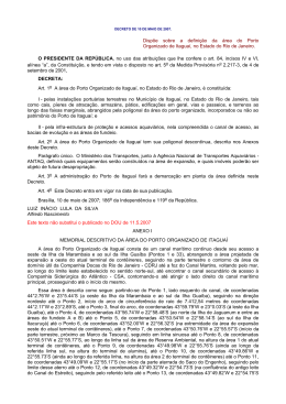 Dispõe sobre a definição da área do Porto Organizado de
