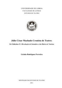 J&uacute;lio C&eacute;sar Machado cronista de teatro