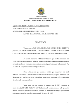 Senten&ccedil;a Eleitoral &ndash; J&uacute;lio C&eacute;sar de Jesus Pinho - MPF-BA