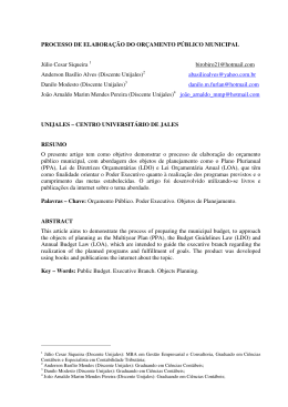 PROCESSO DE ELABORA&Ccedil;&Atilde;O DO OR&Ccedil;AMENTO P&Uacute;BLICO