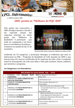 ABIC premia os &ldquo;Melhores do PQC 2010&rdquo;