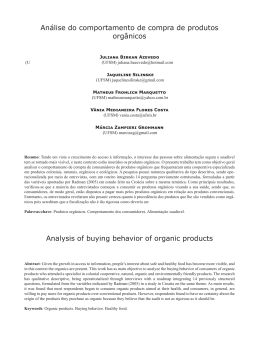 An&aacute;lise do comportamento de compra de produtos org&acirc;nicos