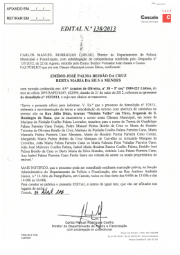 Edital 138/2013 - C&acirc;mara Municipal de Cascais
