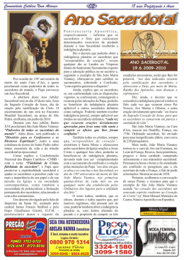 proclamará como padroeiro de todos os sacerdotes do mundo, o