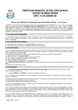 PREFEITURA MUNICIPAL DE SÃO JOÃO DA MATA ESTADO DE