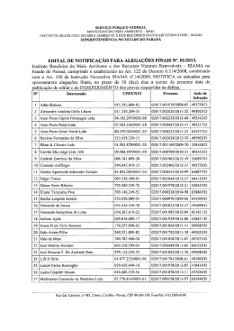 EDITAL DE NOTIFICA&Ccedil;&Atilde;O PARA ALEGA&Ccedil;&Otilde;ES FINAIS N