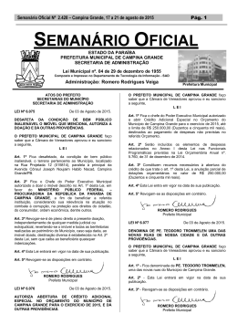 Seman&aacute;rio Oficial N&ordm; 2.428 - Prefeitura Municipal de Campina Grande