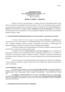 EDITAL N&ordm; 33/2014 &ndash; CEAD/UFPI - Universidade Aberta do Piau&iacute;