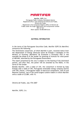 MATERIAL INFORMATION In the terms of the Portuguese