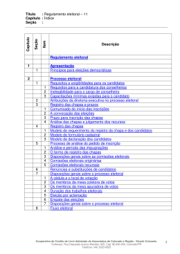 T&iacute;tulo : Regulamento eleitoral &ndash; 11 Cap&iacute;tulo : &Iacute;ndice Se&ccedil;&atilde;o : 1 C a p