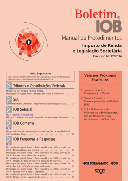 IOB - Imposto de Renda - nº 17/2014