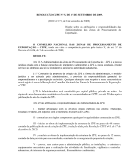 Resolução CZPE nº 5/2009 - Ministério do Desenvolvimento