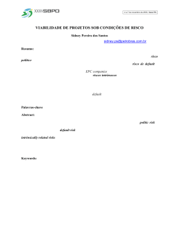 VIABILIDADE DE PROJETOS SOB CONDI&Ccedil;&Otilde;ES DE RISCO
