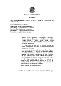 AC&Oacute;RD&Atilde;O RECURSO EM HABEAS CORPUS N&deg; 113 - TRE-RJ