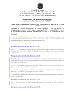 Resolução Nº 20, de 9 de junho de 1999. Dispõe, de forma